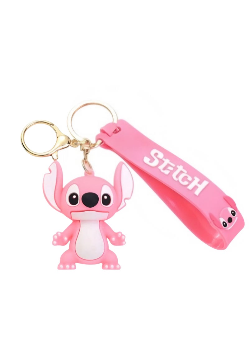 STITCH Pink Stitch Rubber Keychain - Image 1